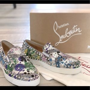 New! Christian Louboutin PIK BOAT Sneaker Splash/Spike